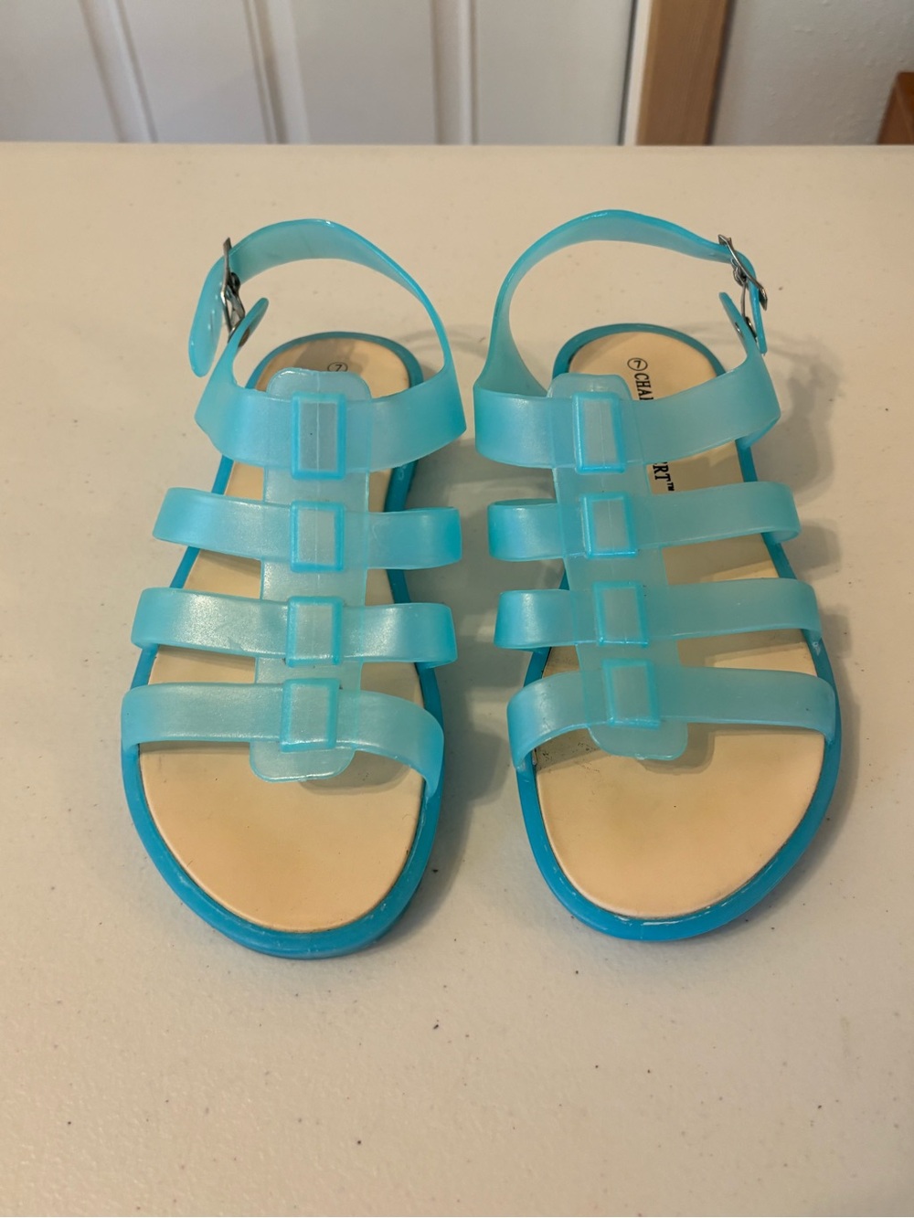 Charles Albert Teal Strappy Jelly Sandals 7
